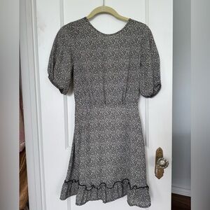 Sienna Sky Black and White Puff Sleeve A-Line Dress